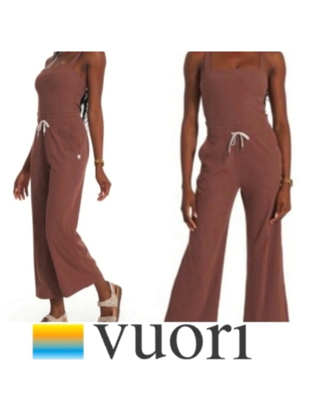 VUORI Mudra Ribbed Knit Drawstring Pant Jumpsuit One Piece